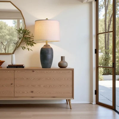 24.5" Handcrafted Ceramic Table Lamp - Single Farmhouse Vintage Rustic Bedsid... - Image 1 of 4