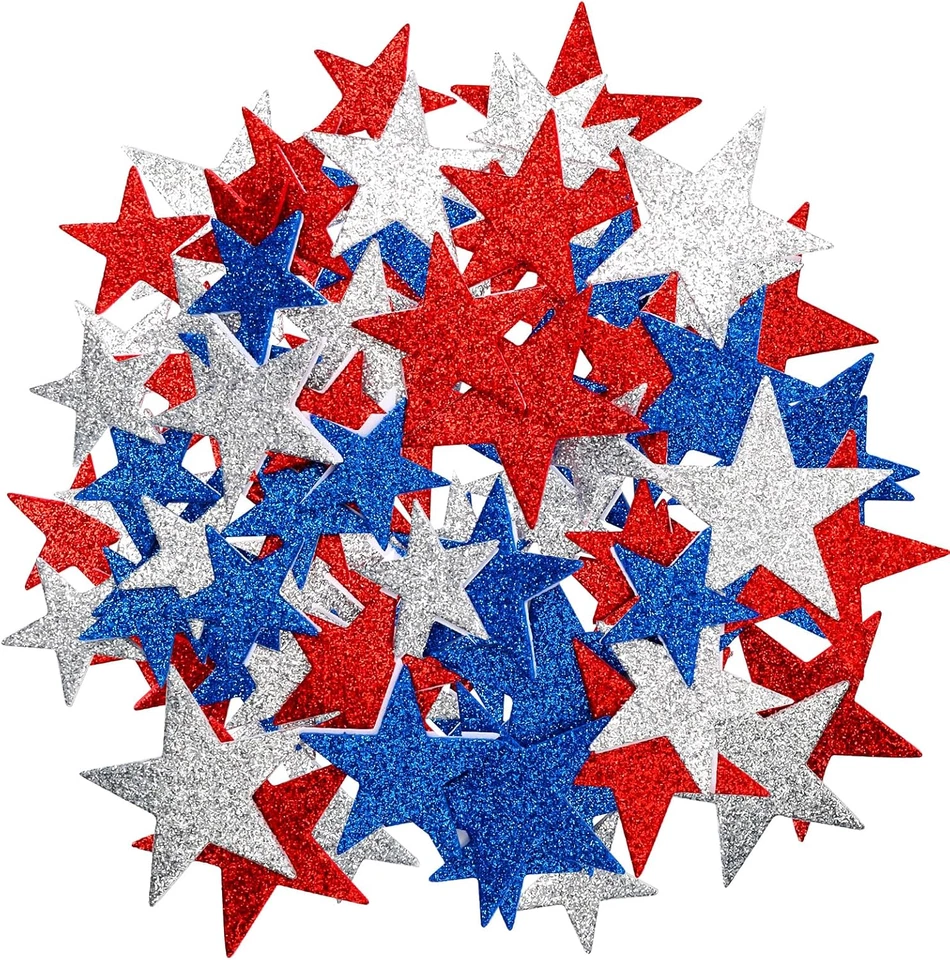 50 PIEZAS Estrellas Pequeñas Autoadhesivas para Tarjetas de Felicitación, Pegatinas Espuma Estrella Brillo Foto 1 de 4
