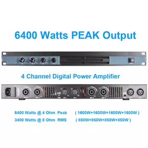 Amplificador de potencia digital de 4 canales MiCWL 6400W 4x850 vatios unidad altavoces de audio - Imagen 1 de 16