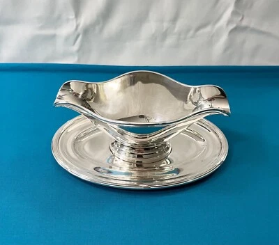 Saucière ERCUIS modèle RUBANS CROISÉS TRIANON métal argenté plat service - Photo 1/4