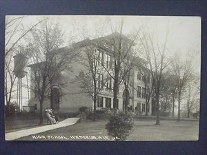 Waterloo Wisconsin WI Jefferson CO High School Echtfoto Postkarte RPPC c1911-22 - Bild 1 von 2