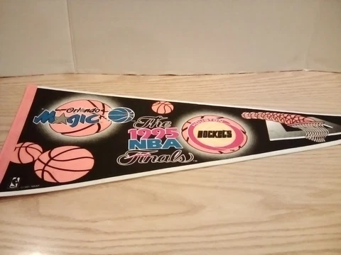 VINTAGE 1995 NBA FINALS HOUSTON ROCKETS VS. ORLANDO MAGIC Felt Pennant. EX Cover
