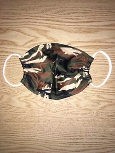 New Black Beige Brown Green Camo Print Face Mask - Picture 1 of 7