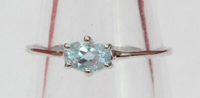 Anello In Argento 925 Con Topazio Blu Di 0,55 Carati E Topazio Cielo Blu - Immagine 1 di 4