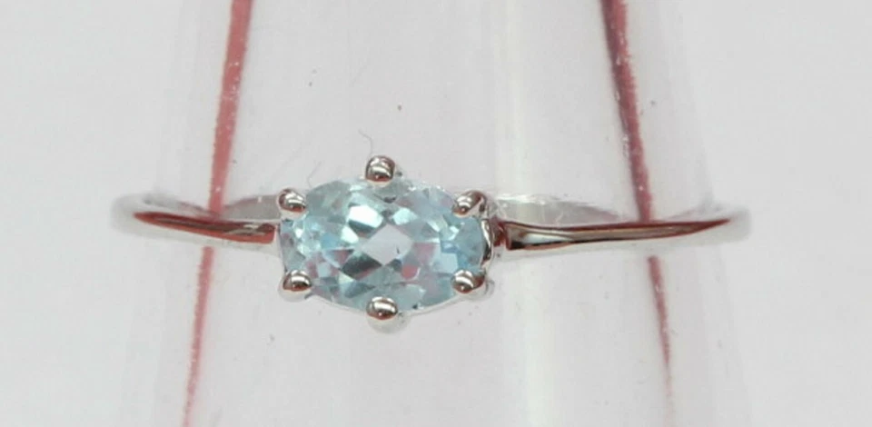 Anello In Argento 925 Con Topazio Blu Di 0,55 Carati E Topazio Cielo Blu - Immagine 1 di 4