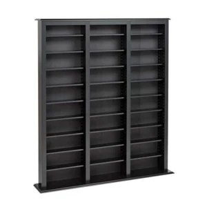 Barrister Black 3-Column Display Cabinet, CD Rack Cabinet, CD Storage, DVD with - Picture 1 of 4