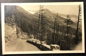 Logan Pass Road Glacier National Park RPPC AZO Marble Studio Whitefish Montana - Picture 1 of 2