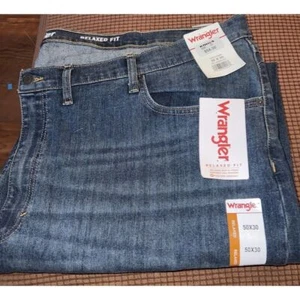 Wrangler Men's Jean Relaxed Boot Denim Flex For comfort Dark Blue Size 50x30 NEW - Picture 1 of 9