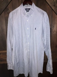 Polo Ralph Lauren Blake camicia taglia grande blu 100% cotone con bottoni - Foto 1 di 4