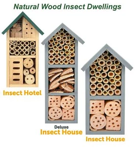 Natural Wood Shelter Garden Nest Box Nesting Wooden Insect Bee Bug Hotel House - Picture 1 of 17