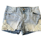 Justice Jean Shorts Junior Low rise Embroidered Lace Size 12 Waist 26