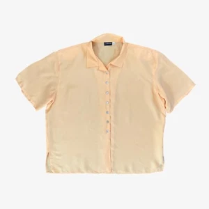 Vintage 80s Women's Vroom & Dreesmann Yellow Short Sleeve Shirt, 90s Retro Smart - Picture 1 of 2