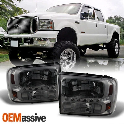 Faróis de LED Fit 99-04 Ford F250/F350 Superduty 00-05 excursão fumaça L + R - Imagem 1 de 4