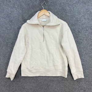 Kookai Jumper Womens 0 Small Beige Cotton 1/4 Zip Sweater Pullover 1535 - Picture 1 of 11