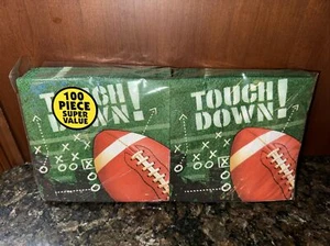 TOUCHDOWN FOOTBALL Luncheon Party Game Day Napkins 100 Napkins 2 Ply SEAl Open - Picture 1 of 10