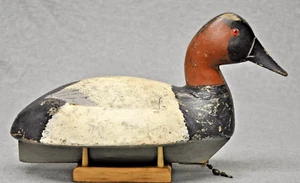 YAK DENMAN CANVASBACK DRAKE DECOY duck decoys OP glass eyes BOBTAIL WYANDOTTE MI - Picture 1 of 10