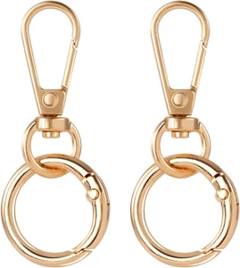 2 Sets Swivel Clasp Clip, Metal Swivel Snap Hooks, Double Opening Key Chain Clip - Picture 1 of 7