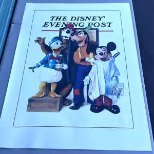 The Disney Evening Post Charles Boyer Art Print Lithograph Disneyland Signed - Picture 1 of 7