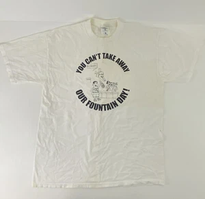Vintage Jerzees Heavyweight T Shirt Large You Can't Take Away Our Fountain Day - Picture 1 of 12