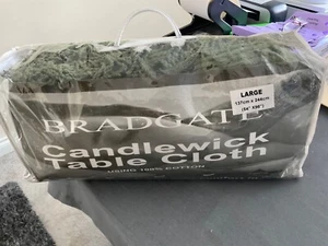 ORIGINAL VINTAGE BRADGATE DUNKELGRÜN KERZENDOCHT TISCHDECKE GROSS 54" x 96" TASCHE - Bild 1 von 6