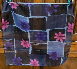 City Silk Co. Floral Scarf Polyester Sheer 20" Square EUC - Picture 1 of 2