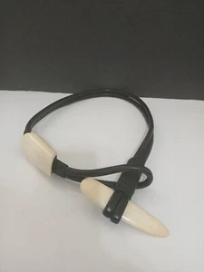 Handmade Double Strap Black Leather and Bone African Belt 26-28" - Picture 1 of 7