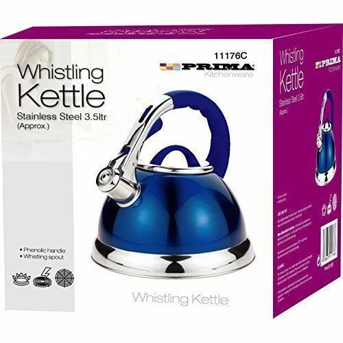 Metallic Blue Cordless 3.5L Stainless Steel Whistling Kettle Polish High Quality - Image 1 of 1