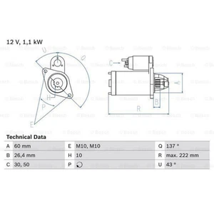BOSCH Anlasser Starter 1.1kW für Mercedes-Benz E-Klasse Vito Bus 0 986 021 800 - Bild 1 von 1