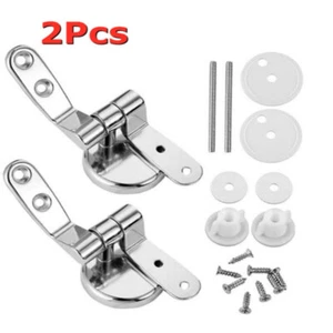 1 Pair Chrome Toilet Seat Hinges Spare Replacement Fittings Bathroom - Picture 1 of 12