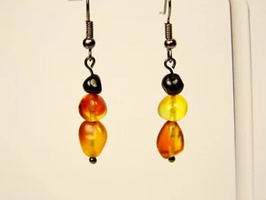 Baltic Amber Dangle Drop Earrings Cognac / Honey / Transparent Natural 1224 - Picture 1 of 8