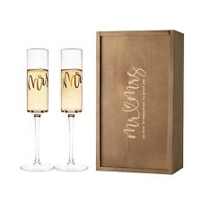 Wedding Champagne Flutes set of 2, Crystal Champagne Flutes for Mr and Mrs,Va...
