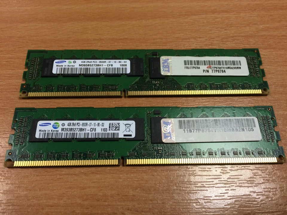 IBM 4526 8GB (2x 4GB) 1066MHz (2Gb) PC3-8500 DDR3 ECC RDIMMs 77P8784 31C5 - Image 1 of 1