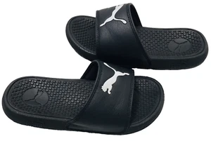 Puma Cool Cat Black White Flip Flops Shower Shoes Size 12 C Easy On Easy Off - Picture 1 of 7