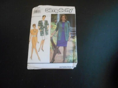 Винтажный 1990 Simplicity 7101 N5 (10-18) мисс миниатюрное платье без подкладки куртка узор  - Изображение 1 из 2