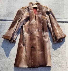 ANTIKER Biberfell Pelzmantel volle Länge 1800er-1900er Jahre braun Damen Größe L Large - Bild 1 von 11