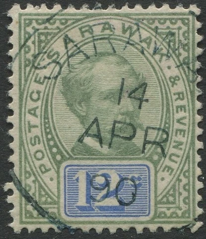 Sarawak Stamps 1888 SG16  12c Green and blue.  Fine Used Condition Cat £15 Cover