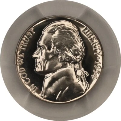 ONE OF PR68 1954 JEFFERSON NICKEL PCGS GRADED US 5C PROOF P-MINT EXACT COIN - Image 1 of 4