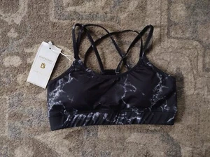 Sports Bra BUFF BUNNY Size XS Women's BLACK Marbled Gym Jogging Yoga - Picture 1 of 7