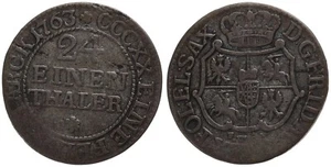 Old German States - Saxony 1/24 Thaler 1763 - Silver 1.6g, Ø 20mm Km#946 - Picture 1 of 1