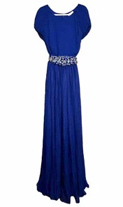 Fame And Partners Cobalt Blue Gown Pleated Chiffon Womans Size 28w Formal Dress - Picture 1 of 18