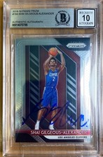 Shai Gilgeous Alexander signed prizm rookie card beckett gen mt 10 autograph