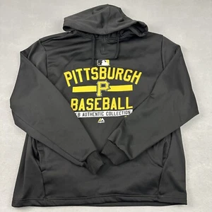 Pittsburg Pirates Hoodie Men Large Black Majestic Baseball Sweatshirt MLB L - Picture 1 of 8