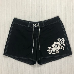 Bw Sport Swim Shorts Black Floral Accents Beach Pool Summer Size 16 - Picture 1 of 7