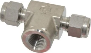 Ham-Let - 1/2"FNPTx3/8"COMPx3/8"COMP  316Stainless Steel Female Branch Tee - Picture 1 of 5