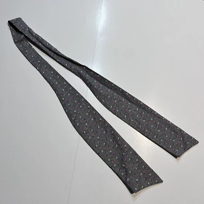 Gray Tiny Flowers Floral Skinny Cotton Scarf Necktie Angled Ends Cottagecore 42” - Image 1 of 4
