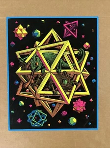 lucertole psichedeliche poster vintage blacklight originale anni 60 serigrafia Escher - Foto 1 di 6