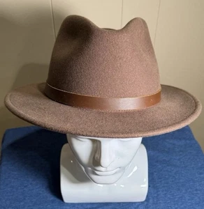 Brixton Messer II braun Wolle Fedora mit Riemen Größe 7 3/4 Laden Display - Bild 1 von 9