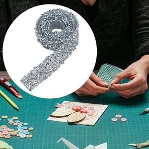 Self Adhesion Rhinestone Ribbon Trim,Glittery Strip 1.2cm Bling Sticker 90cm for - Picture 1 of 5