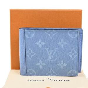 LOUIS VUITTON Multiple Taigarama Monogram Leather Bifold Wallet Skyblue 35CA038 - Picture 1 of 11