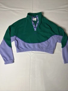 Nike Girls Kids Cropped Green And Purple Sweatshirt Size Large - Picture 1 of 14